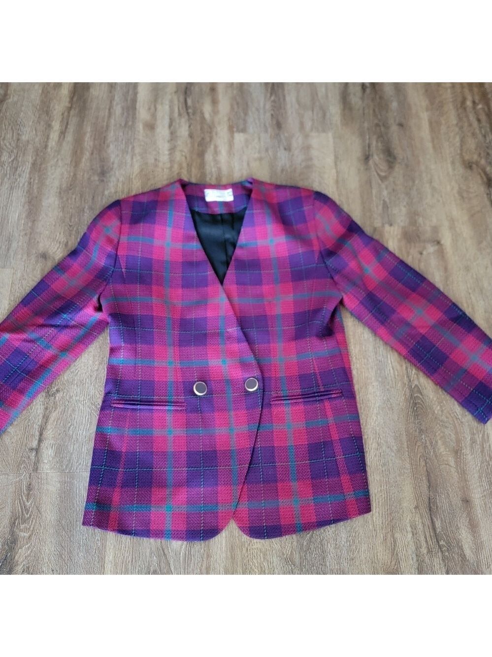 Braemar Petites Plaid Blazer #3056